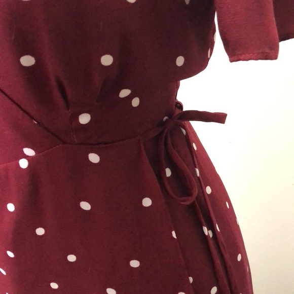 Everly womens red and white polka dot wrap around tie side maxi dress size small - Picture 4 of 11